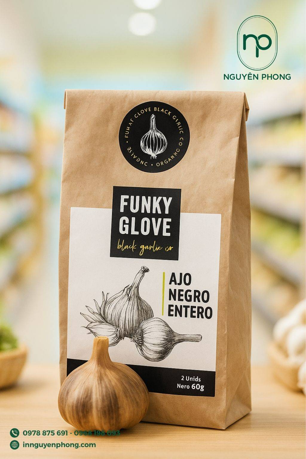 Mẫu túi kraft đựng tỏi đen thân thiện với môi trường